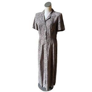 Vintage 90’s Liz Claiborne Swirl Print Brown & White Maxi Dress Size 6